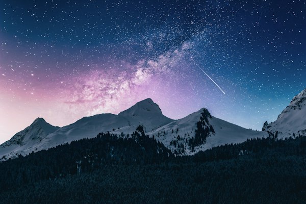 Starry night over frontier mountains